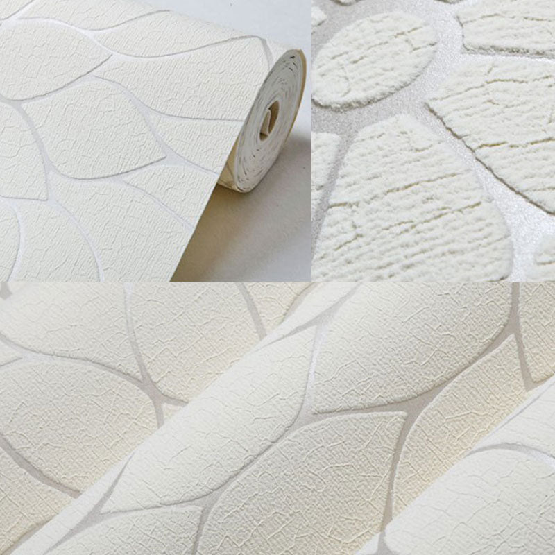 33' x 20.5" Flock Wall Decor in Natural Color Lotus Design Wallpaper Roll, Non-Pasted