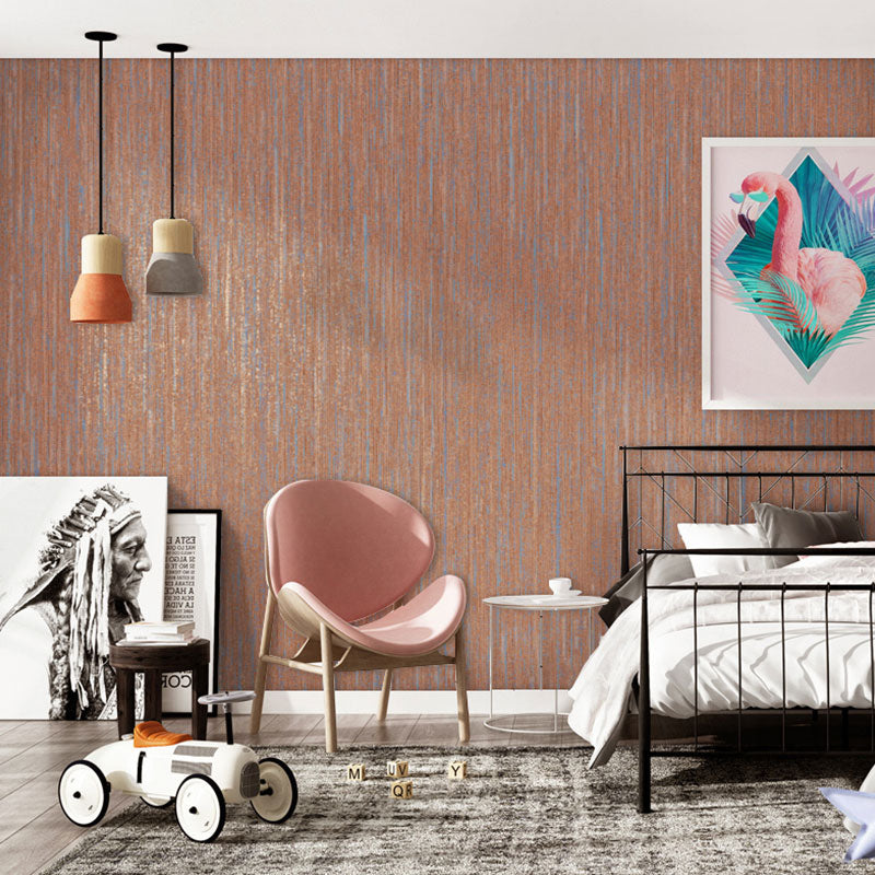 Moisture-Resistant Linen Pattern Wallpaper for Living Room Decoration in Orange, 20.5"W x 33'L