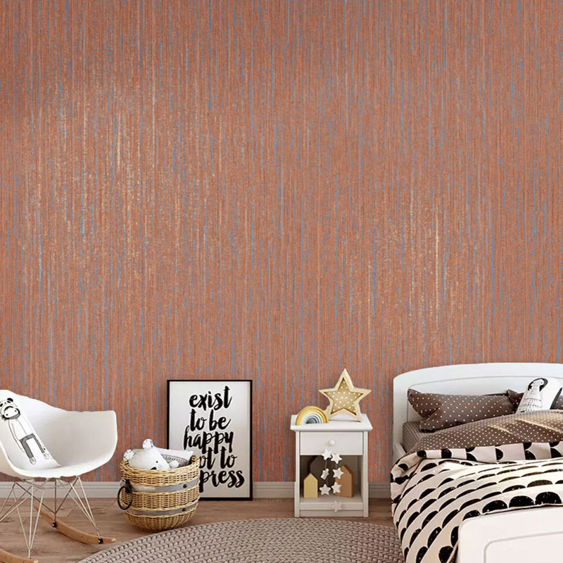 Moisture-Resistant Linen Pattern Wallpaper for Living Room Decoration in Orange, 20.5"W x 33'L