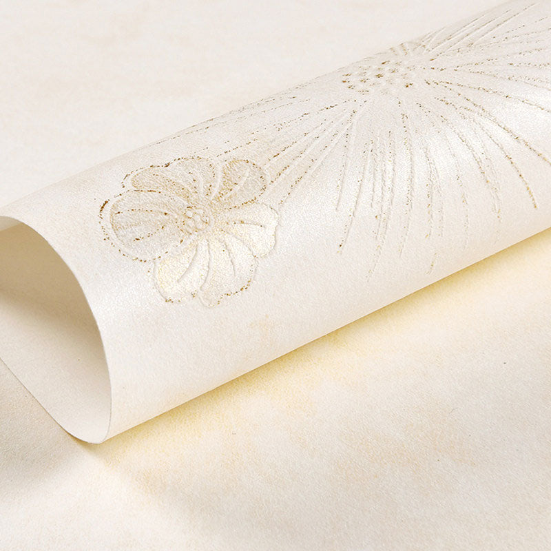 Moisture-Resistant Floral Design Wallpaper Roll Rustic Wall Decor for Coffee Shop, 20.5" by 33'