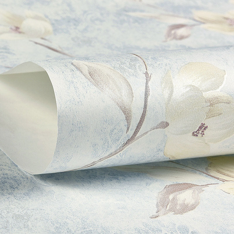 Dense Flower Design Wallpaper for Living Room Countryside Wall Covering, 20.5"W x 31'L, Non-Pasted