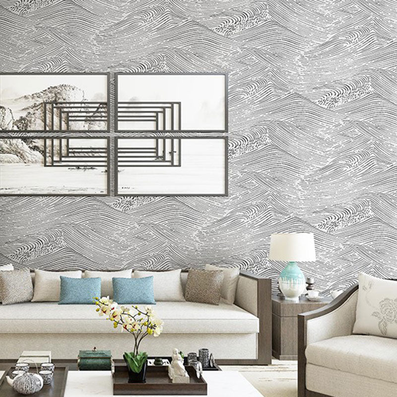 Mountain Wallpaper Roll in Soft Color Non-Woven Fabric Wall Decor for Living Room, 33' by 20.5"