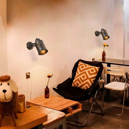 Lámpara de apliques de cilindro de metal Vintage 1 Cafetería ligera Cafetería Luz colgante de pared en latón