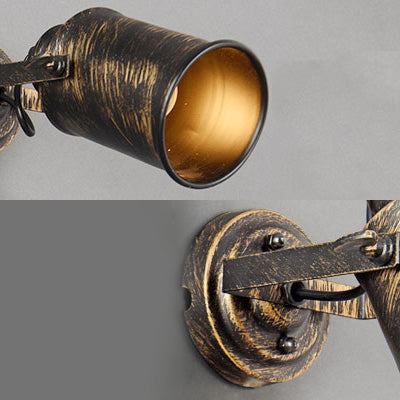 Lámpara de apliques de cilindro de metal Vintage 1 Cafetería ligera Cafetería Luz colgante de pared en latón