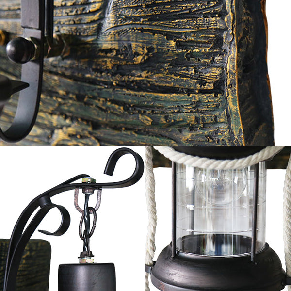 Black 2-Light Sconce Light Industrial Clear Glass Kerosene Lighting Fixture for Bedroom