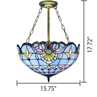 Plafonniers LED pour chambre à coucher, semi-encastré, dôme vers le haut, avec abat-jour en vitrail, style victorien