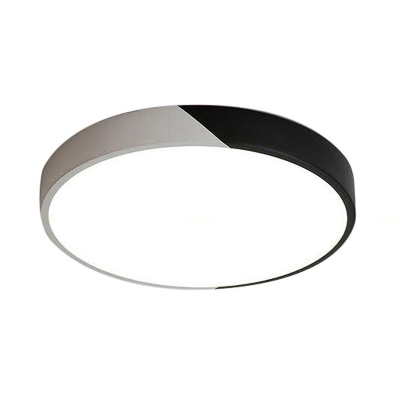 Lámpara empotrada redonda de 9 "/12"/16 "de diámetro, accesorio de techo LED Macaron de acrílico y Metal gris/amarillo/azul para dormitorio