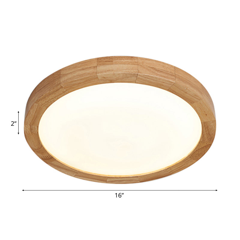 12 "/16" Dia Contemporary Rotonda Legno Flush Light Fixture Single Light Massimale Lampada per Bedroom in Warm / White Light
