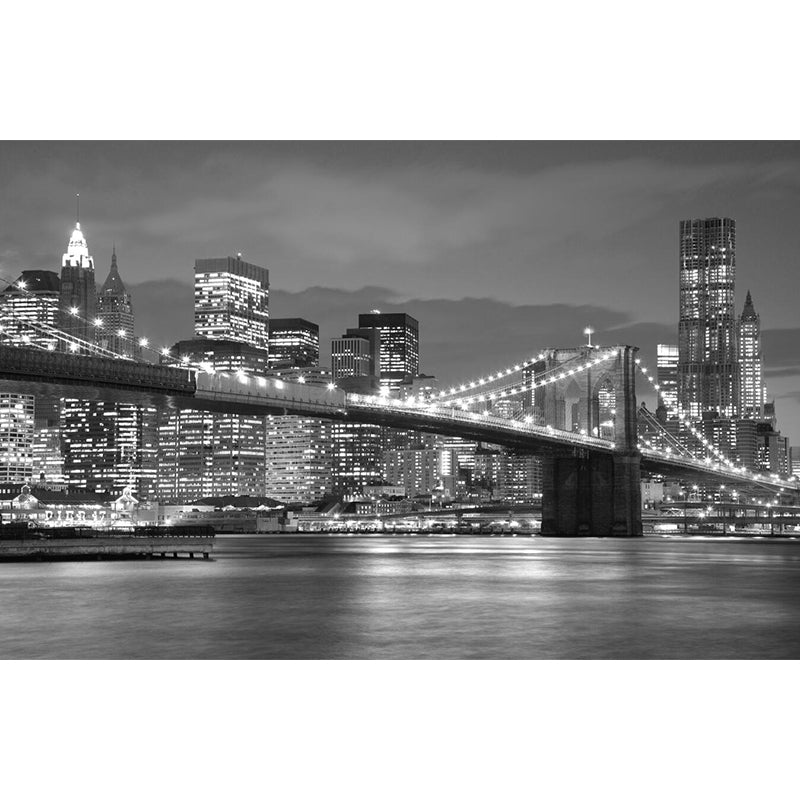 Grey Modernism Wall Covering Personalized Size Night City Wall Mural for Meeting Room Decoration