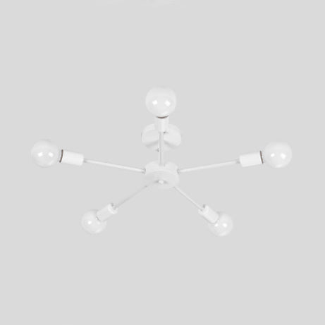 Nordic Metal Sputnik Ceiling Flush Mount Light 5/10 Lights White/Black Bedroom Semi Flush Ceiling Light