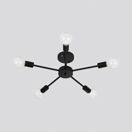 Nordic Metal Sputnik Ceiling Flush Mount Light 5/10 Lights White/Black Bedroom Semi Flush Ceiling Light