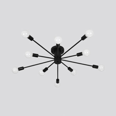 Nordic Metal Sputnik Ceiling Flush Mount Light 5/10 Lights White/Black Bedroom Semi Flush Ceiling Light