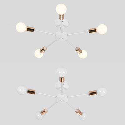 Nordic Metal Sputnik Ceiling Flush Mount Light 5/10 Lights White/Black Bedroom Semi Flush Ceiling Light
