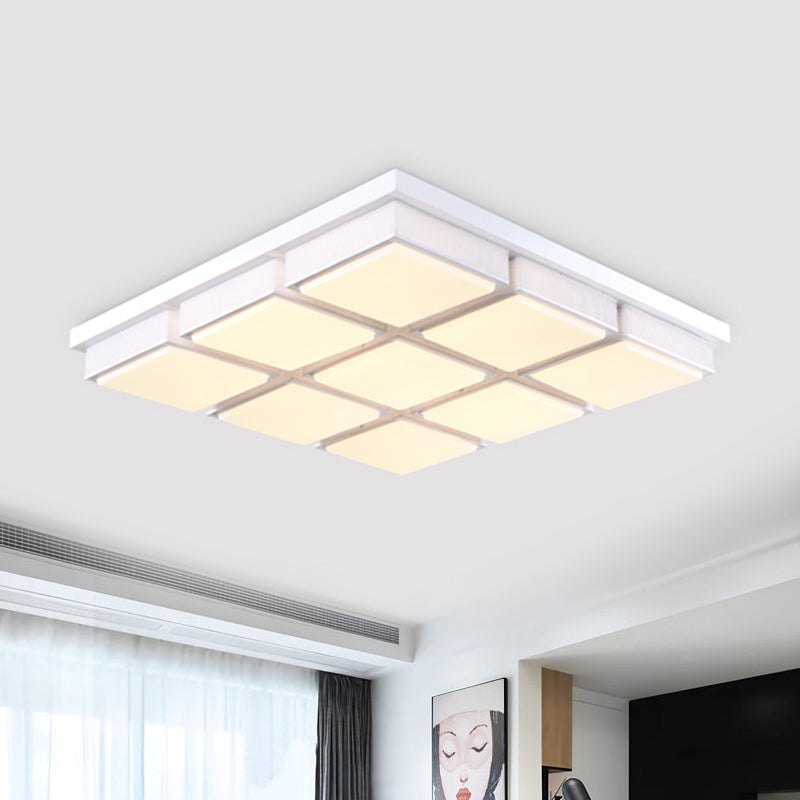 Hedendaags Vierkant/Rechthoek Flush Mount Licht Acryl 6/9 Verlichting Woonkamer Plafond Lamp in zwart/wit, warm/wit verlichting