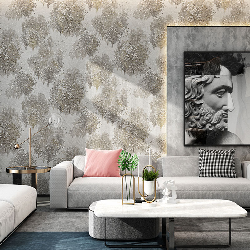 Trees and Leaves Wallpaper Roll 57.1 sq ft. Non-Woven Material Wall Covering for Bedroom