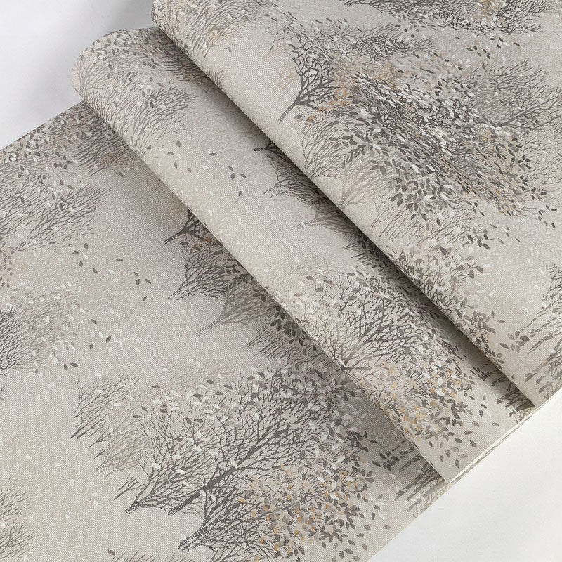 Trees and Leaves Wallpaper Roll 57.1 sq ft. Non-Woven Material Wall Covering for Bedroom