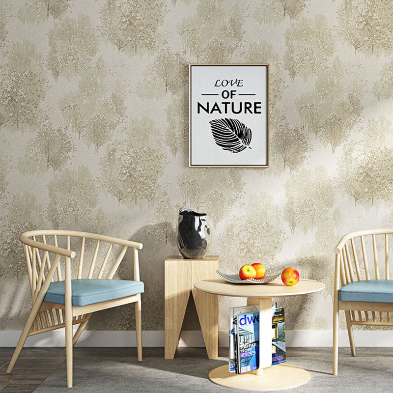 Trees and Leaves Wallpaper Roll 57.1 sq ft. Non-Woven Material Wall Covering for Bedroom