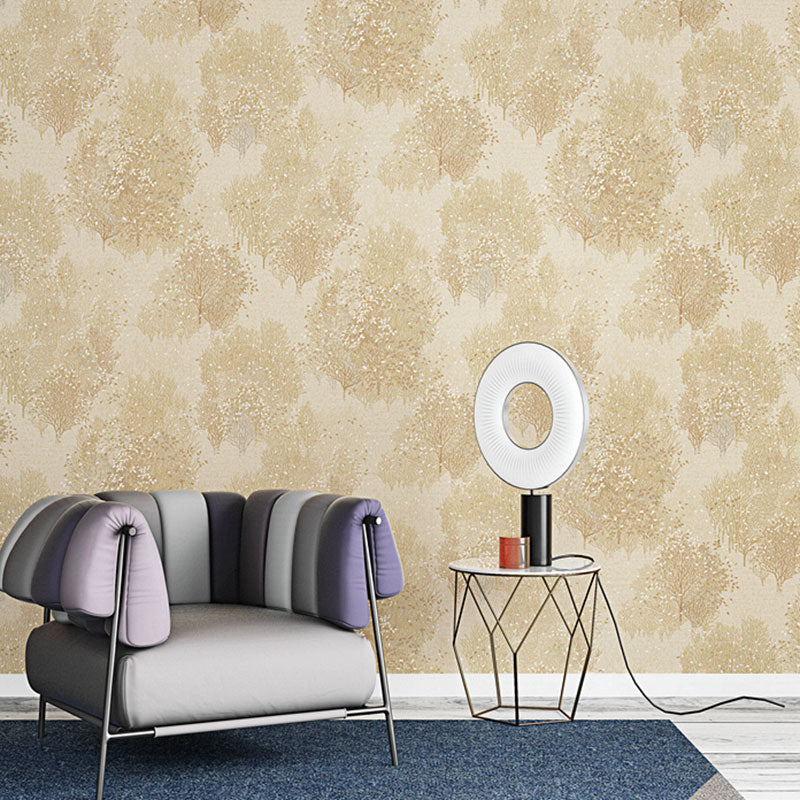 Trees and Leaves Wallpaper Roll 57.1 sq ft. Non-Woven Material Wall Covering for Bedroom