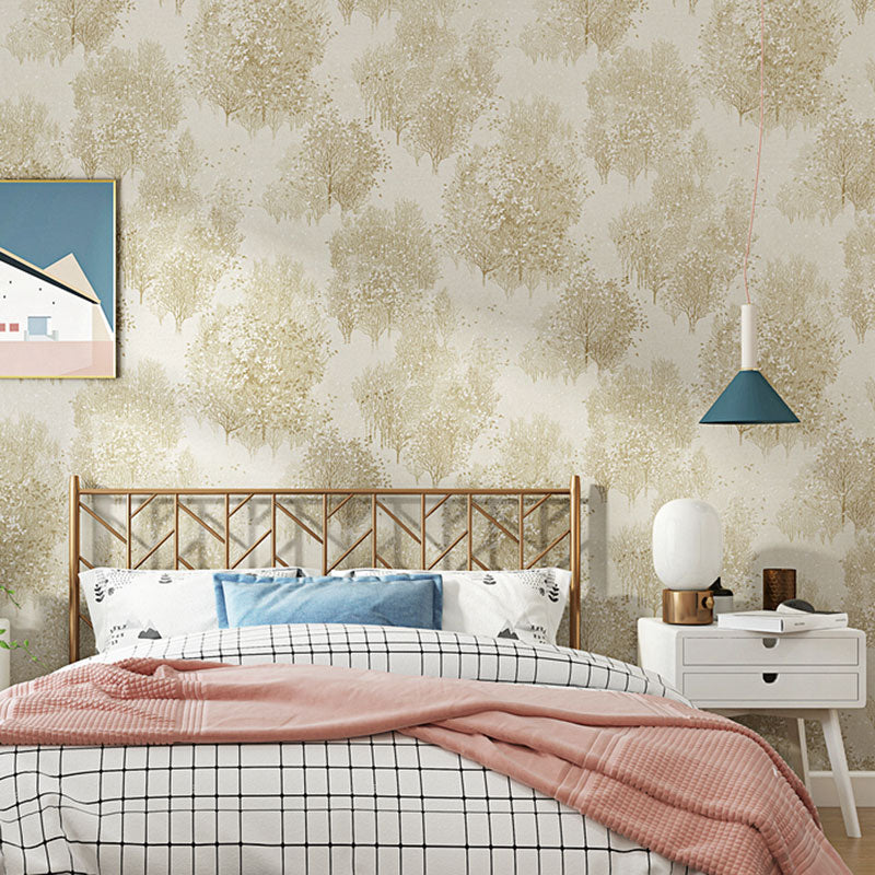 Trees and Leaves Wallpaper Roll 57.1 sq ft. Non-Woven Material Wall Covering for Bedroom
