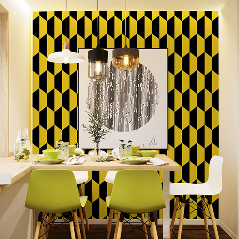 Kleurblok wanddecoratie voor woonkamer Harlequin behangrol in natuurlijke kleur, vlekbestendig