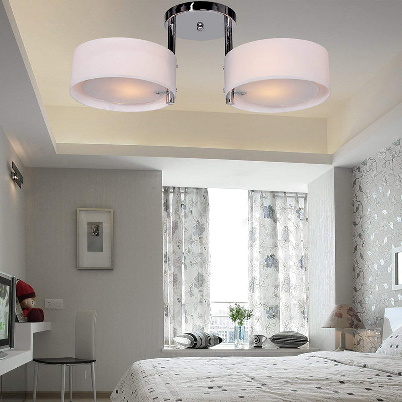 1/2/3 Lights Salon Sémi Flush Plafond Lightture avec tambour acrylique Shade Silver Plafond Lightture