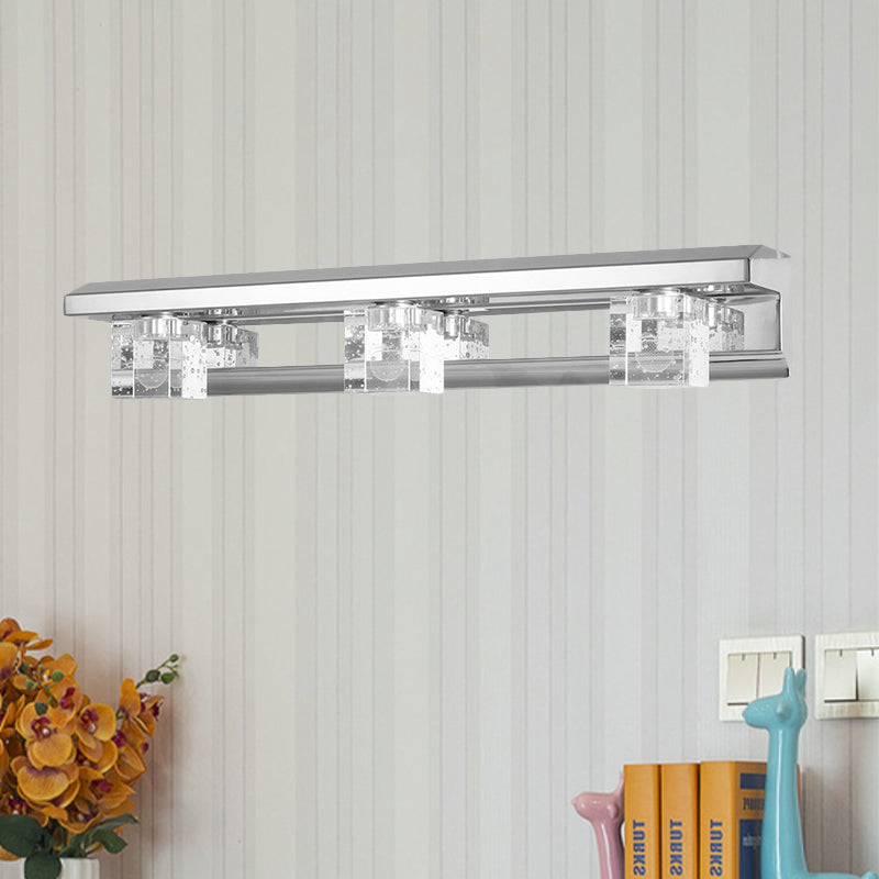 Finis finale linéaire Vanité Sconce Cube de cristal moderne 2/3 têtes de bain LED Mur monture murale en lumière chaude / blanche