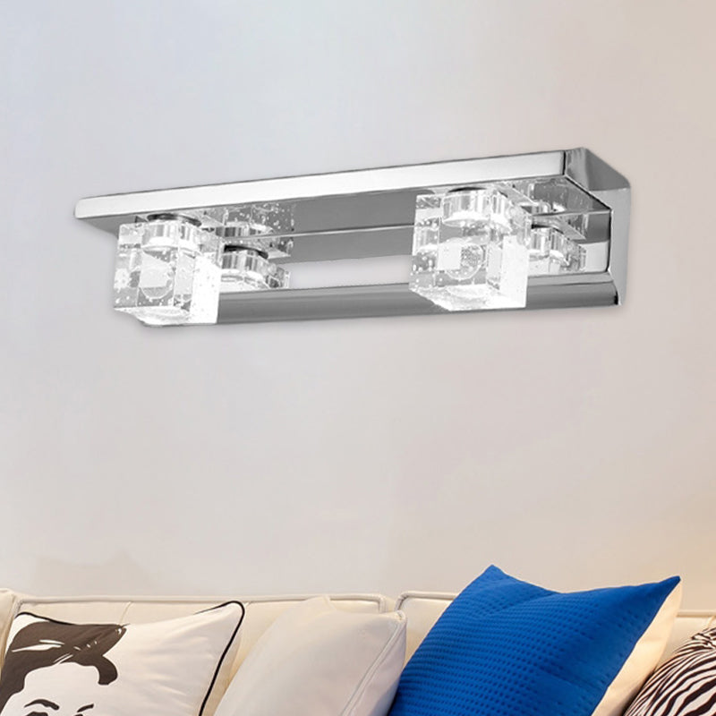 Finis finale linéaire Vanité Sconce Cube de cristal moderne 2/3 têtes de bain LED Mur monture murale en lumière chaude / blanche