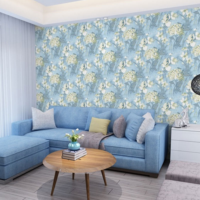 33' x 20,5" Tapetenrolle im Landhausstil für die Schlafzimmerdekoration mit dichtem Blumenmuster in sanften Farben