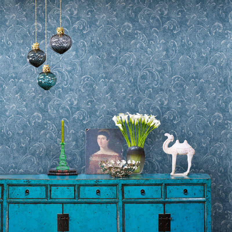 Stain-Resistant Flower Wall Decor Non-Woven Fabric Rural Wallpaper for Bedroom, Non-Pasted