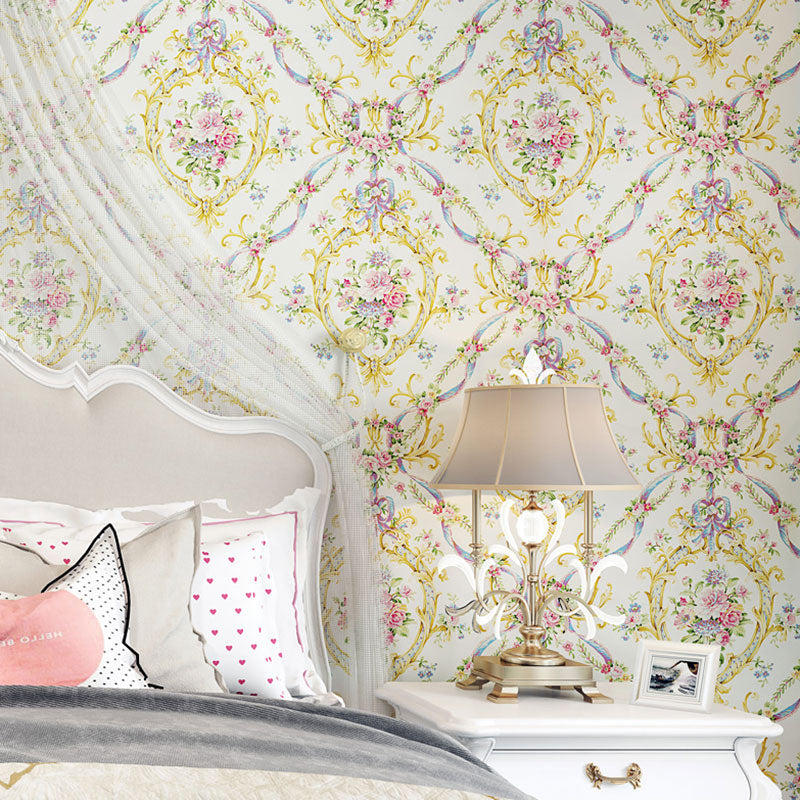 Decorative Floral Design Wall Covering 20.5" by 33' Countryside Wallpaper for Guest Room