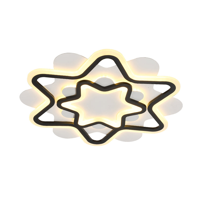 Acrylic Star Frame Flush Mount Lighting Nordic Style LED Flush Massimale Lampada in bianco e nero