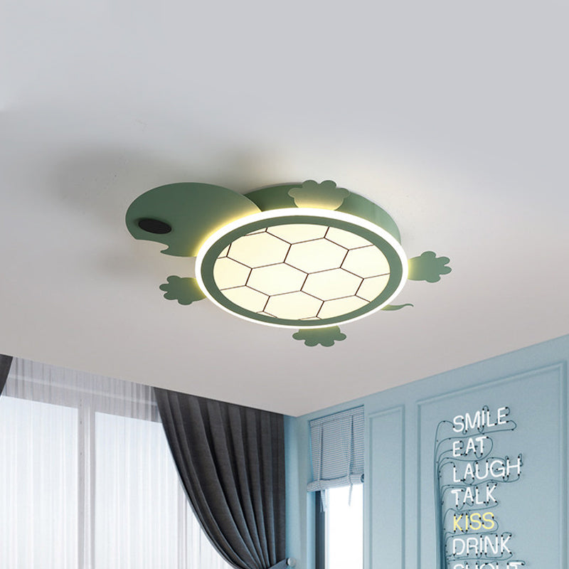 Lampada da incasso a LED verde a forma di cartone animato a soffitto in acrilico Little Turtle per camera da letto