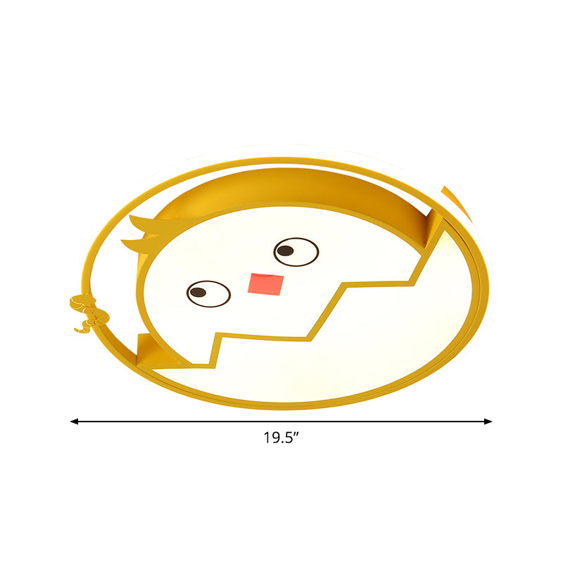 Broken Shell Chicken Flush Lamp Fixture Cartoon Acrilico LED Camera Flush Montaggio in Giallo, Bianco / Warm Light