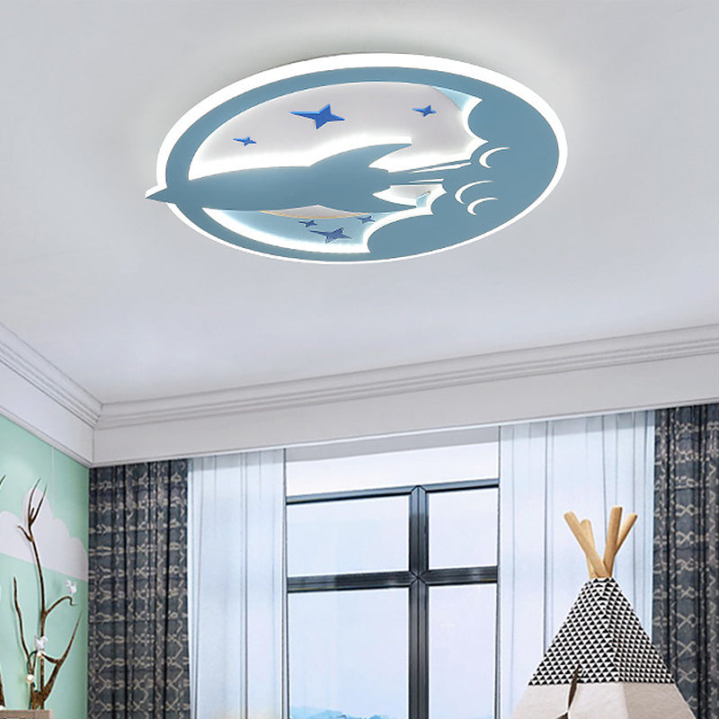 Aéronef nordique Flush Fixture Fixation Acrylique Chambre de Bedroom Flushmount Éclairage en bleu