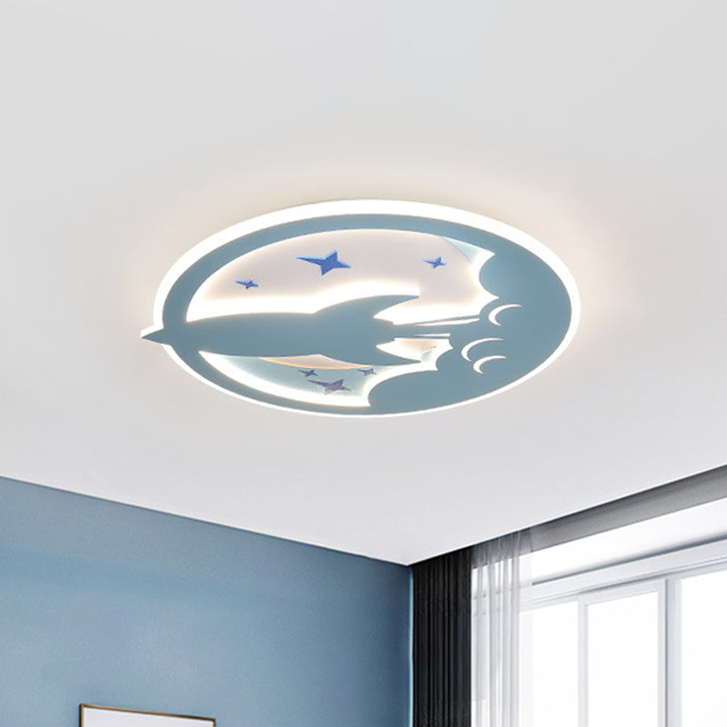 Aéronef nordique Flush Fixture Fixation Acrylique Chambre de Bedroom Flushmount Éclairage en bleu