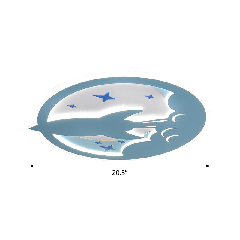 Aéronef nordique Flush Fixture Fixation Acrylique Chambre de Bedroom Flushmount Éclairage en bleu