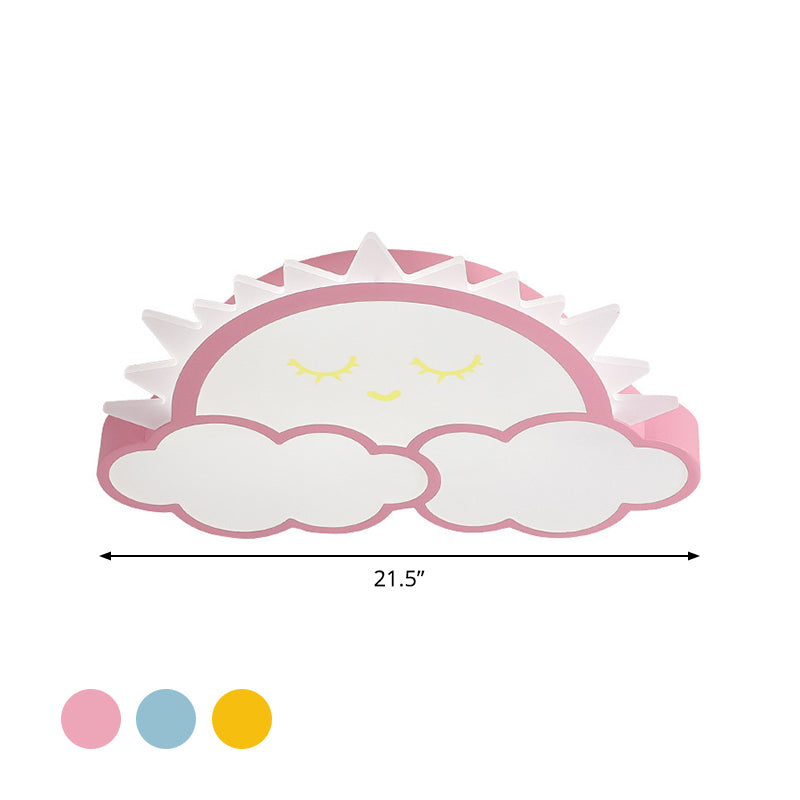 Sun and Cloud Kids Room Ceiling Flush Mount Acrylic LED Nordic Flush Light Fixture in Yellow/Blue/Pink