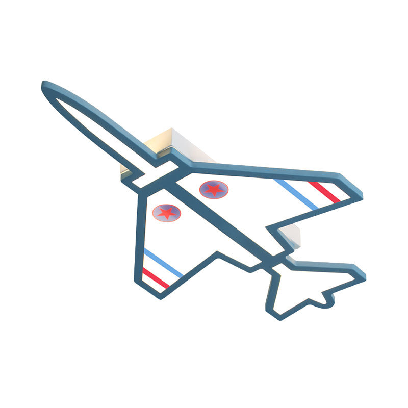 White/Blue Finish Airplane Shape Flush Lighting Cartoon LED Acrylic Flush Mounted Lamp Fixture for Kids Bedroom