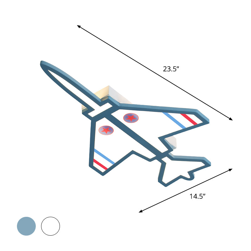 White/Blue Finish Airplane Shape Flush Lighting Cartoon LED Acrylic Flush Mounted Lamp Fixture for Kids Bedroom