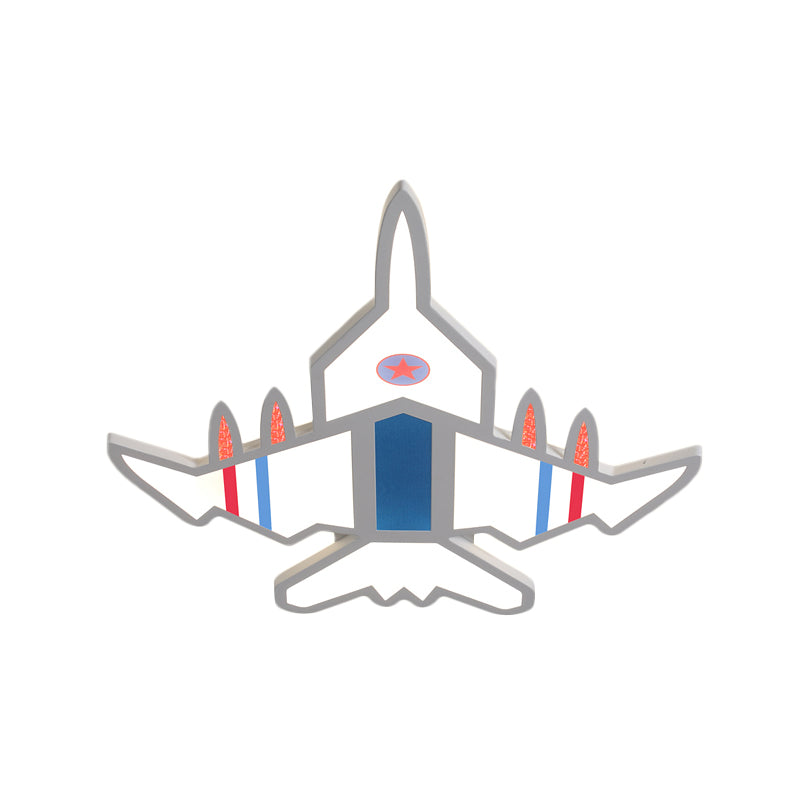 Acrylic Aircraft-Shape Ceiling Flush Cartoon LED Flush Mount Fixture in White/Blue for Boy Bedroom