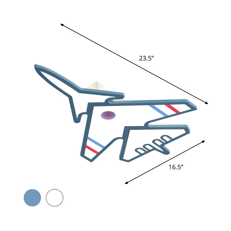 Avión de dibujos animados Iluminación de montaje Iluminación de LED acrílico Lámpara de techo de color rojo en blanco/azul