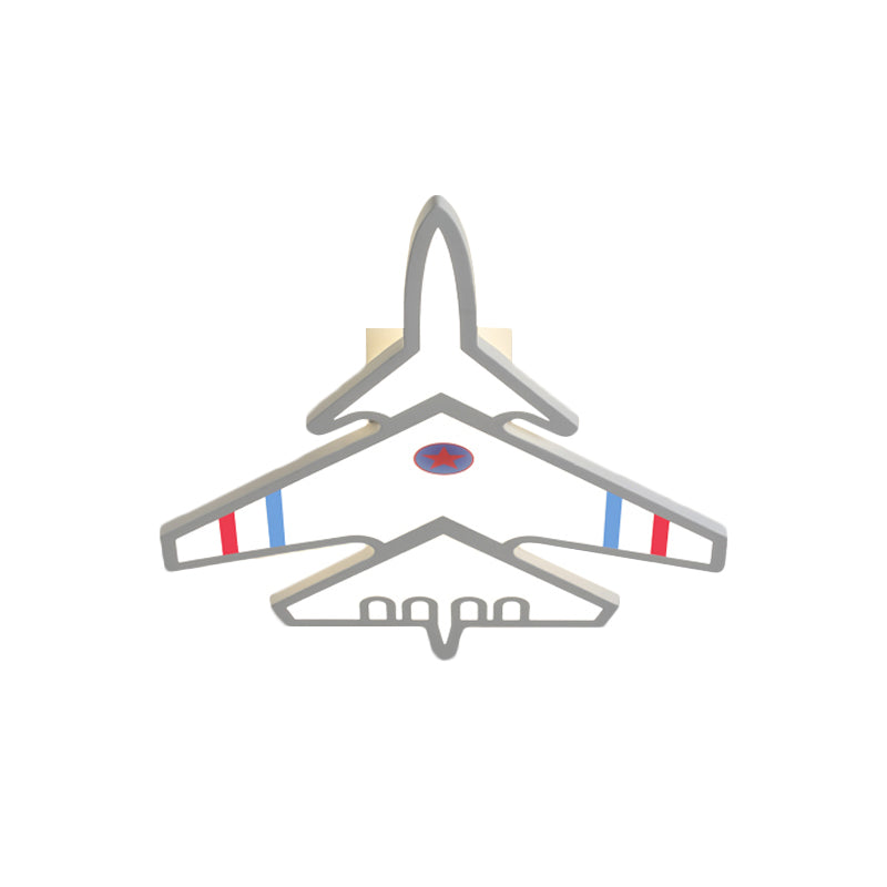 Avión de dibujos animados Iluminación de montaje Iluminación de LED acrílico Lámpara de techo de color rojo en blanco/azul
