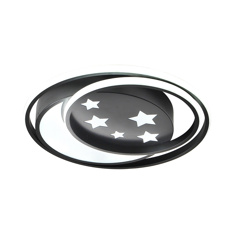 Noir finition ronde encastré luminaire nordique LED acrylique encastré luminaire, chambre à coucher motif étoile