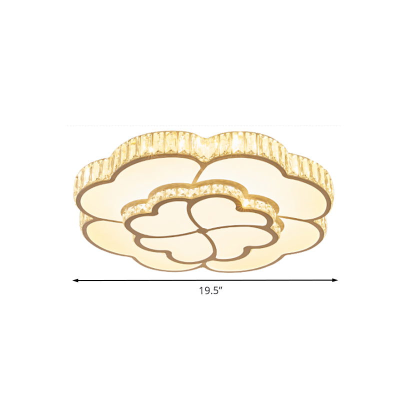 White Finish Clover Massimale Montato Fixture Modernst LED Crystal Flush Lighting per Bedroom