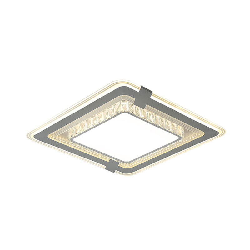 Metal Square Flushmount Lighting Minimalist LED Grey Flush Mount Halterung mit Crystal Block Detail