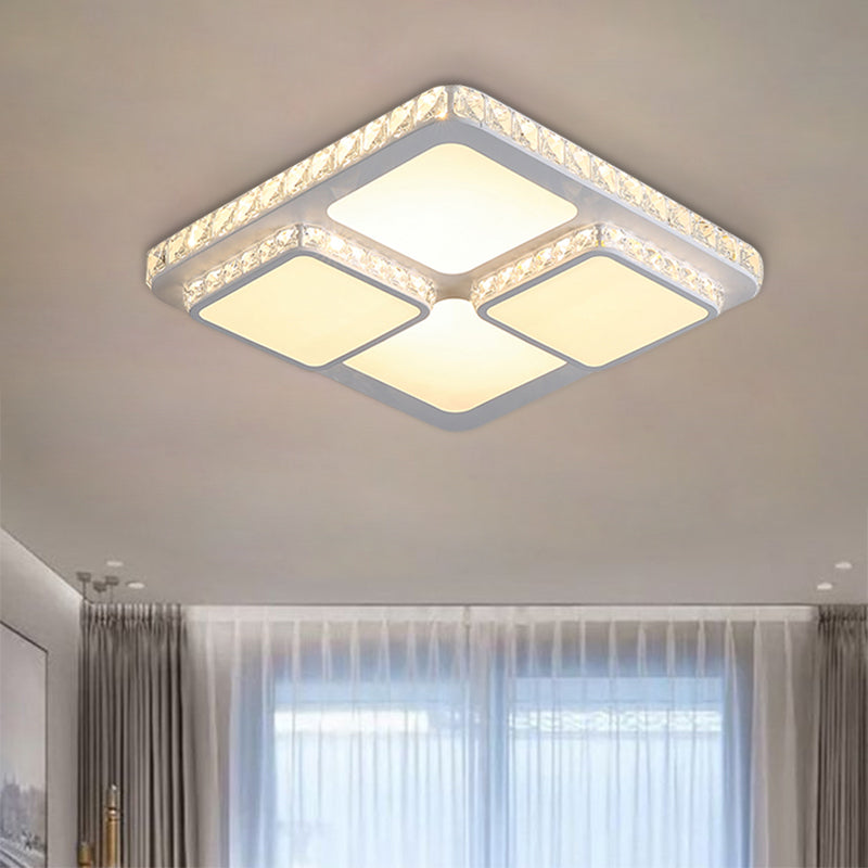Lampada da soffitto a filo quadrato moderna con blocco di cristallo a LED bianco