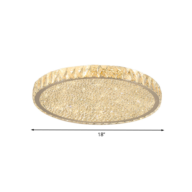 Illuminazione da incasso a soffitto rotonda in cristallo trasparente smussato con illuminazione minima a LED per camera da letto