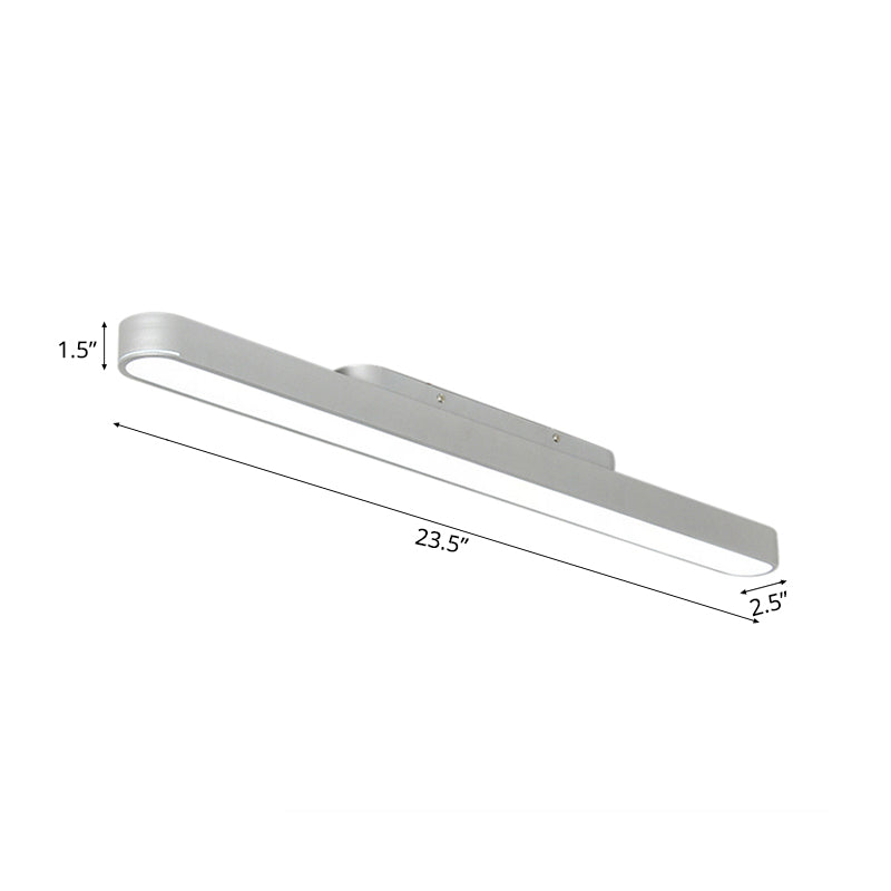 Strakke ovale metalen inbouwverlichting moderne led zwart/zilver inbouwarmatuur voor kantoor, 23,5"/35,5"/47" breed