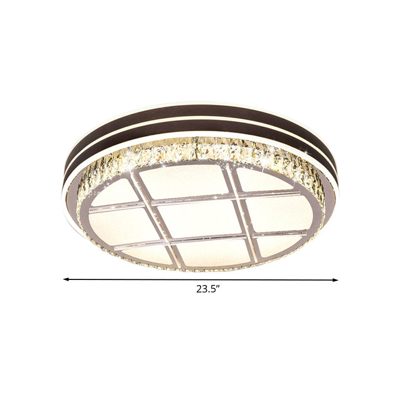 Modern Round Massimale Montato Fixture Crystal Block LED Camera Flush Lighting in Brown
