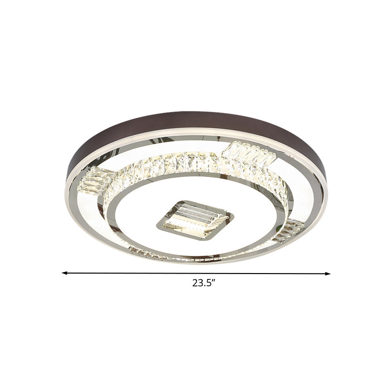 Illuminazione da incasso rotonda con finitura marrone Semplice apparecchio da incasso in cristallo a LED per camera da letto